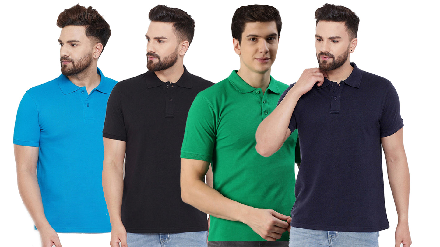 Ketex Cotton Blend Half Sleeves Polo Tshirt (Pack of 4)