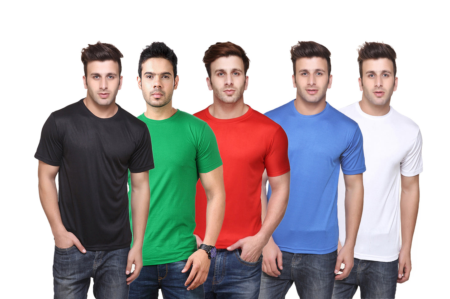 Ketex Polyester Dri-Fit Half Sleeves Round Neck T-Shirt ( Pack of 4 )