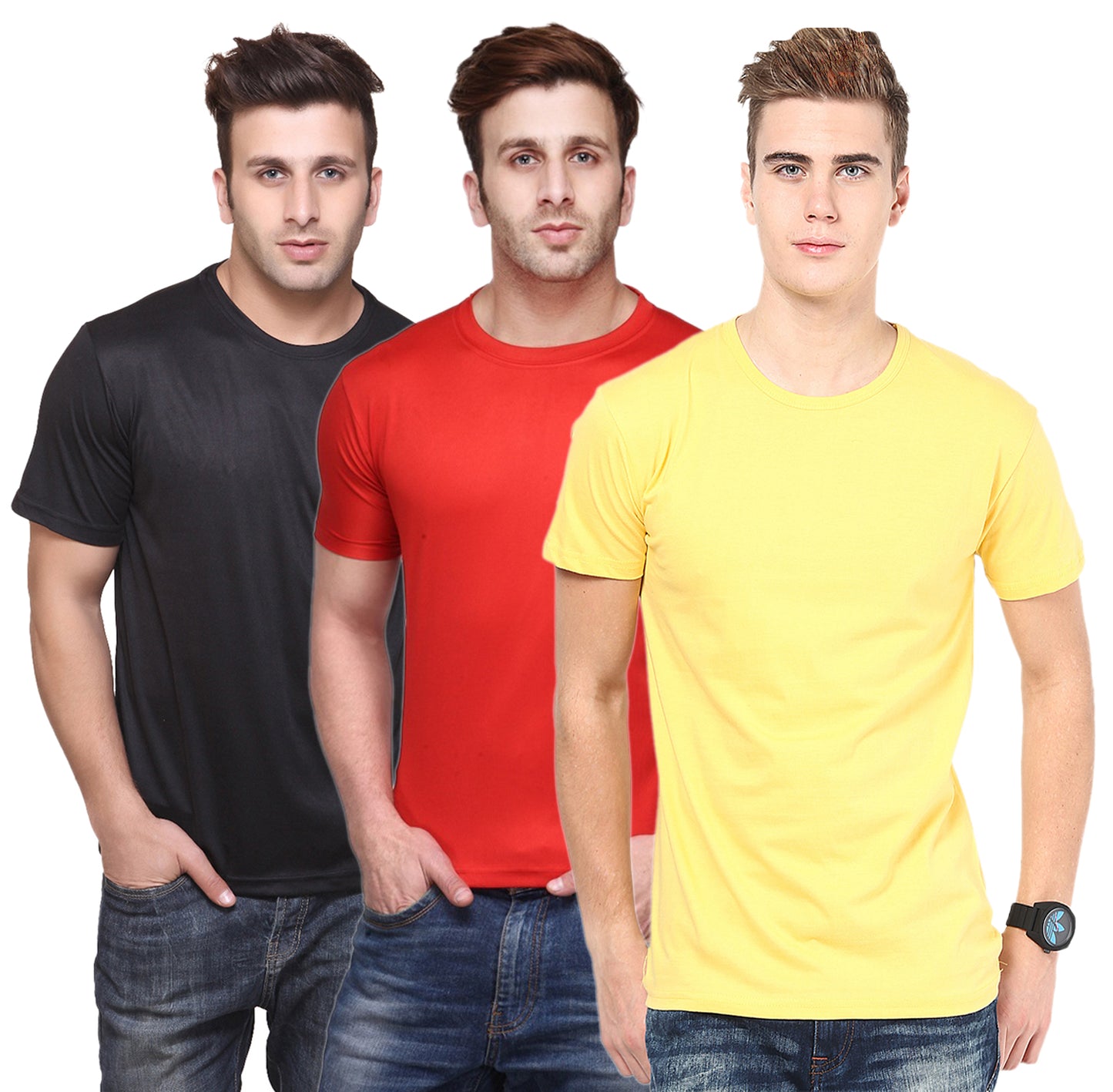 Ketex Round Neck Men's Polyester Blend Dri Fit T-Shirts (Pack of 3)