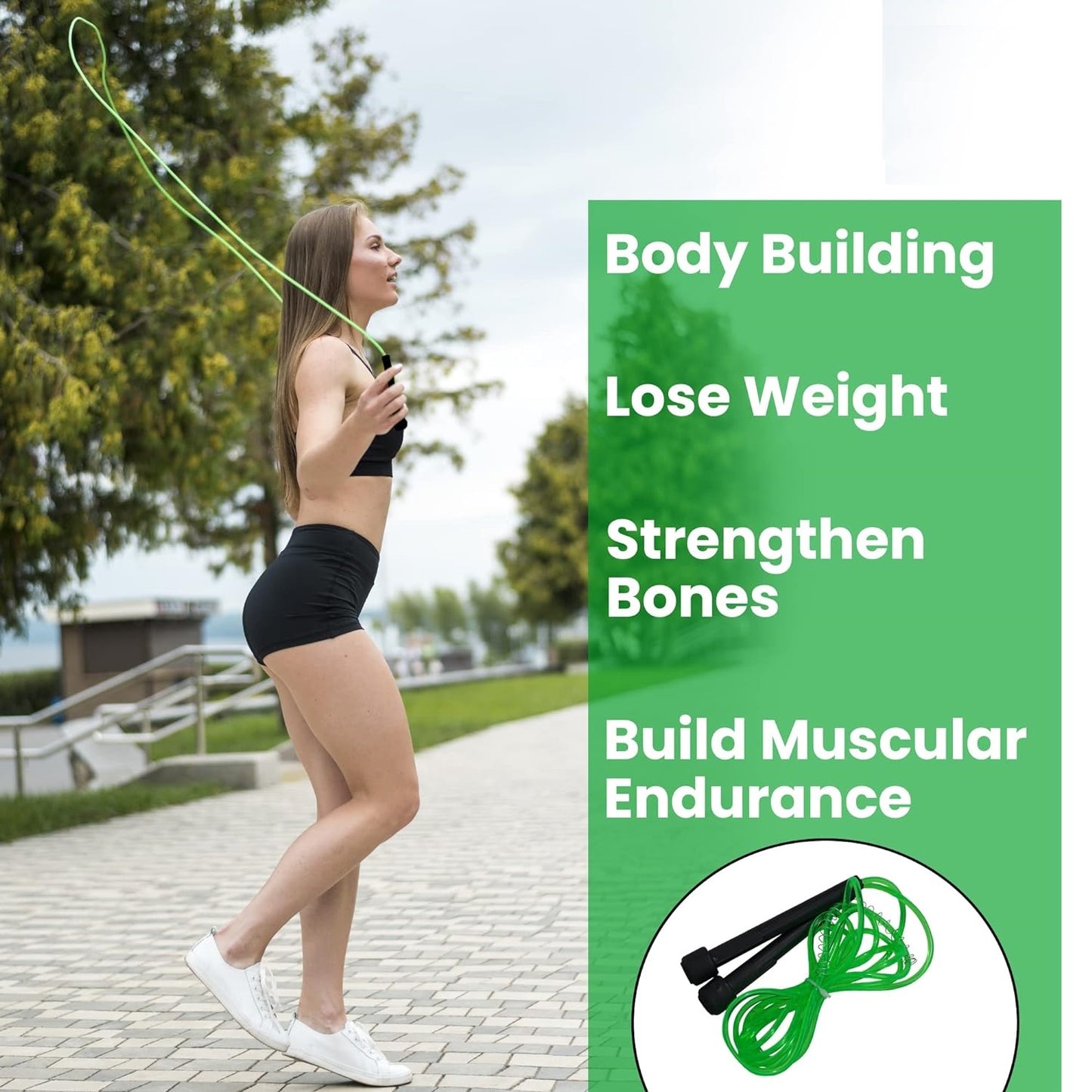 Premium Sports Speed Skipping Rope, Jump Rope with Pvc Handle, Multicolor Pvc Pencil Skipping Rope for Men, Women, Boys & Girls (Green)