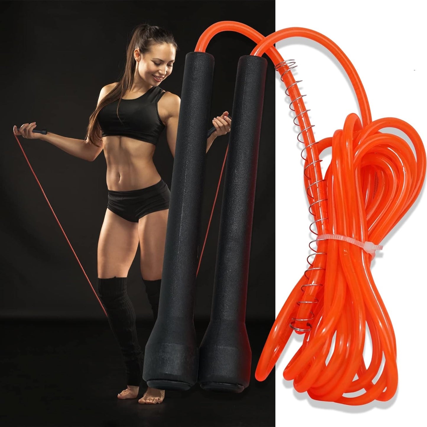 Premium Sports Speed Skipping Rope, Jump Rope with Pvc Handle, Multicolor Pvc Pencil Skipping Rope for Men, Women, Boys & Girls (Orange)