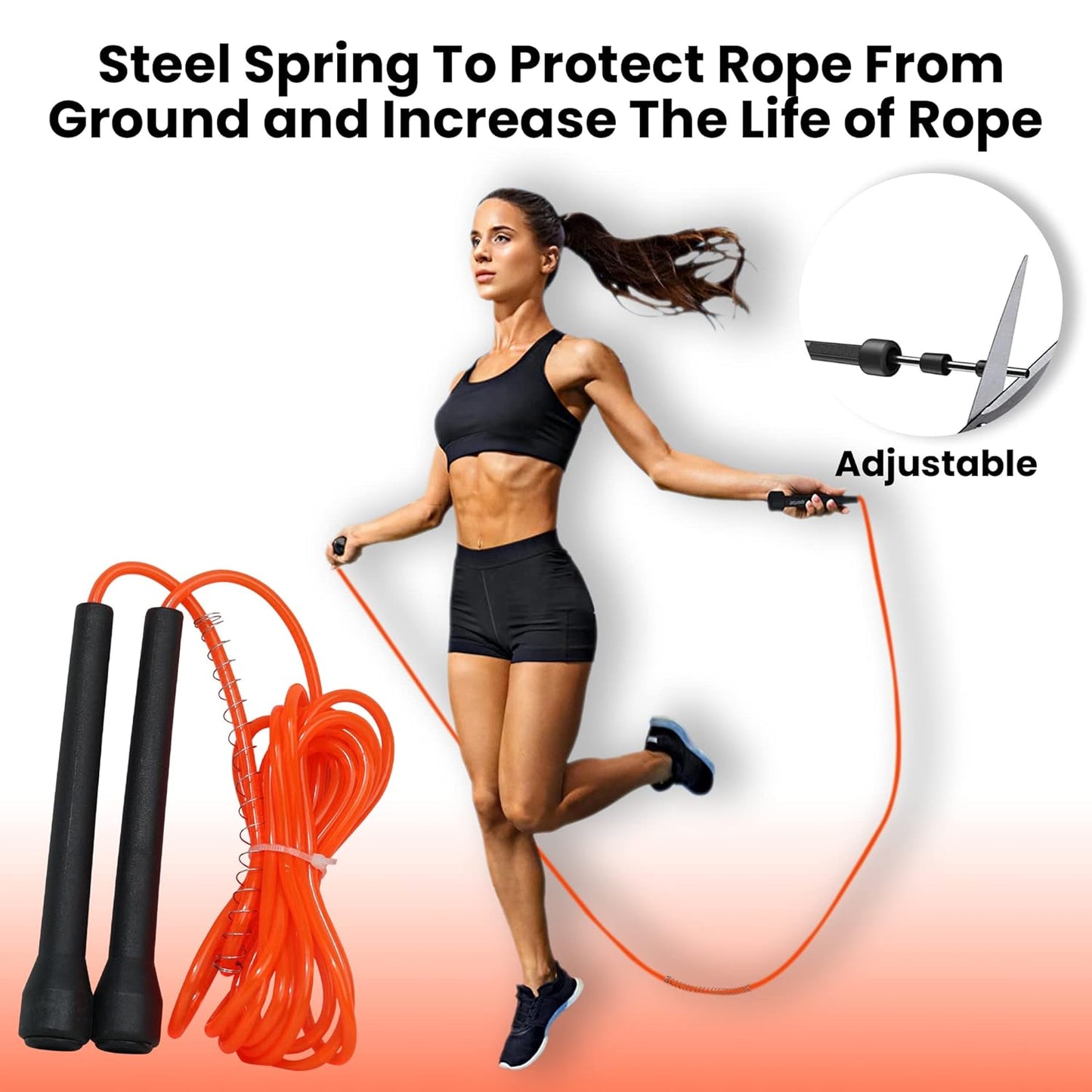 Premium Sports Speed Skipping Rope, Jump Rope with Pvc Handle, Multicolor Pvc Pencil Skipping Rope for Men, Women, Boys & Girls (Orange)
