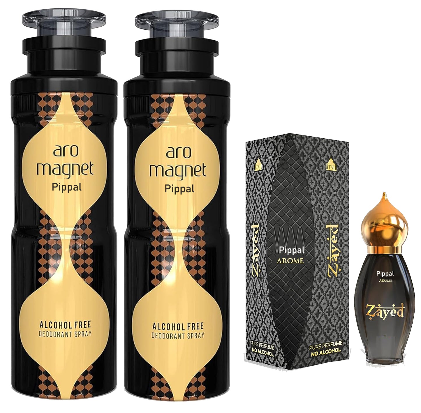 Aro Magnet Alcohol Free DeoDorant Spray 200ml Zayed 9ml Pure Perfume (Pack of 2)