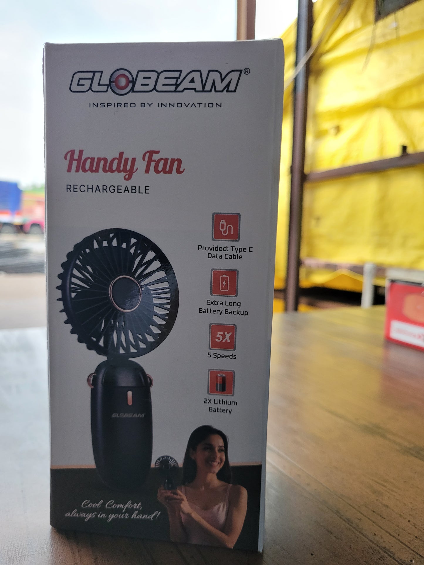 Globeam rechargable handy fan