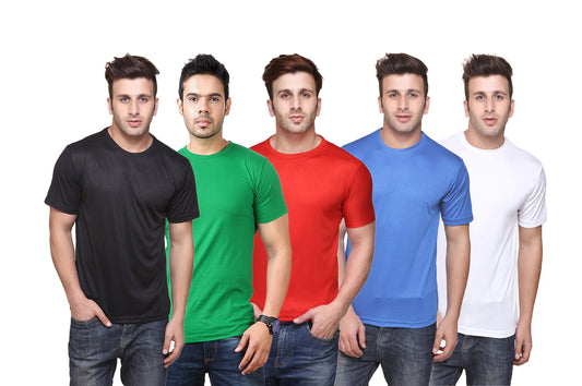 Ketex Polyester Dri-Fit Half Sleeves Round Neck T-Shirt ( Pack of 4 )