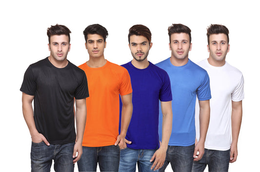 Ketex Polyester Dri-Fit Half Sleeves Round Neck T-Shirt ( Pack of 4 )