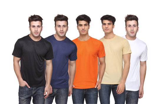 Ketex Polyester Dri-Fit Half Sleeves Round Neck T-Shirt ( Pack of 4 )