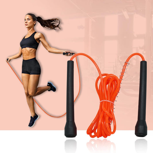 Premium Sports Speed Skipping Rope, Jump Rope with Pvc Handle, Multicolor Pvc Pencil Skipping Rope for Men, Women, Boys & Girls (Orange)