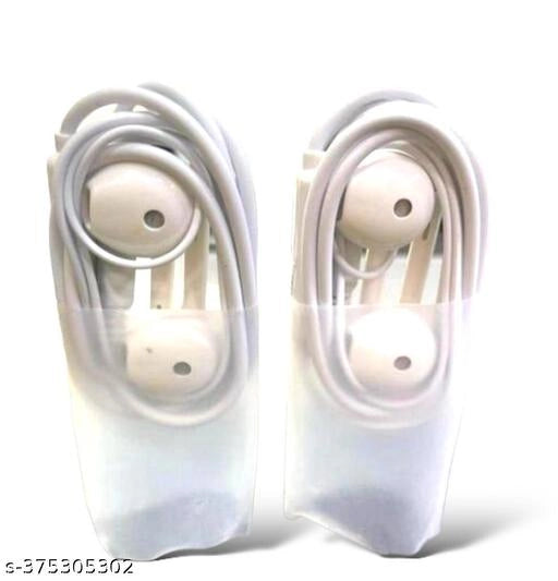 Wired Earphones (White, Pack of 2)